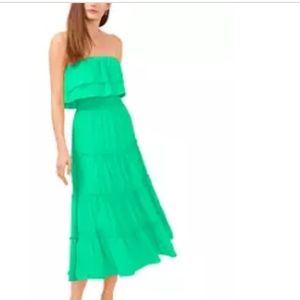1. State green tiered midi dress